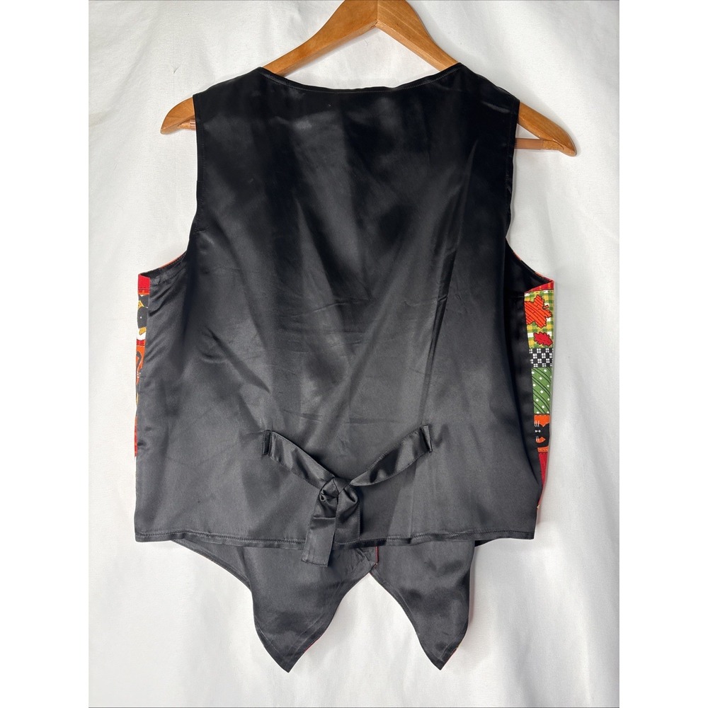 VTG Basic Editions M Halloween Fall Autumn Patchwork Vest Pumpkin Black Cat‎ - Picture 4 of 4